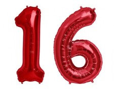 16" Sweet 16 Hot Red Foil Number Balloons Photo Shoot 60th Birthday Float Helium
