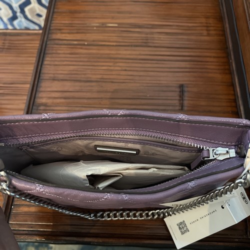 NWT Tory Burch Willa Zip Top Shoulder Bag Quilted Allium Purple with Chain Strap - Picture 10 of 14