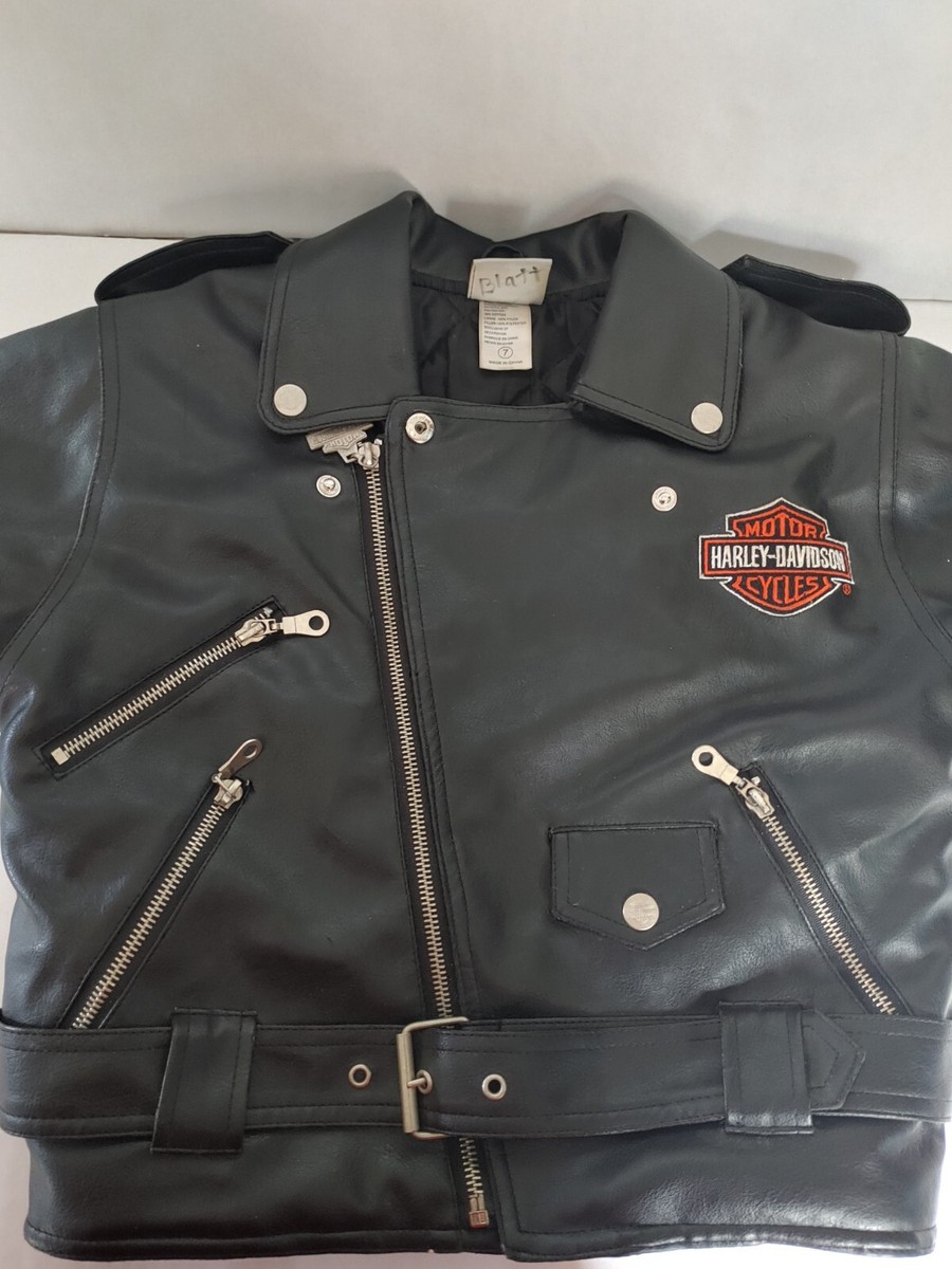 Kids Size 7 Harley Davidson Motorcycle Jacket Faux Leather