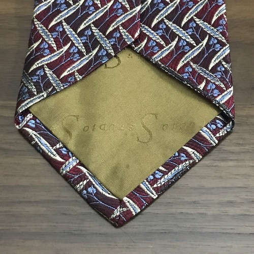 ROBERT TALBOTT Studio Men's Silk Necktie USA Designer FLORAL Red/Blue Woven - Picture 5 of 8