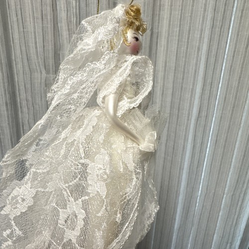 Bride Angel White Lace Feather Woman Christmas Tree Holiday Ornament Set Of 4 - Picture 6 of 7