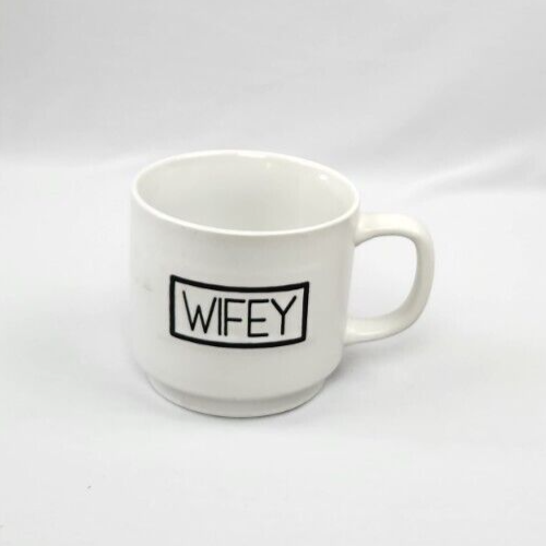 "WIFEY" Double Sided Ceramic Coffee Mug Black on White Cup