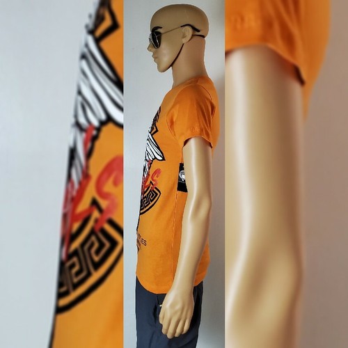CROOKS CASTLES MEDUSA CIRCLE LARGE LOGO TEE MEN'S SHORT SLEEVE SIZE M ORANGE - Picture 5 of 12