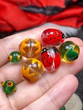 Glass Beads Jewelry Making Glass Flower Ladybug Leaf Fun Glass Beads 20 pcs