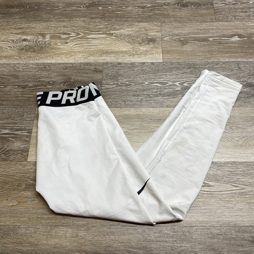 NIKE Dri-Fit Graphic Elastic Waistband White Compression Pants Boy's Size XL - Picture 6 of 11