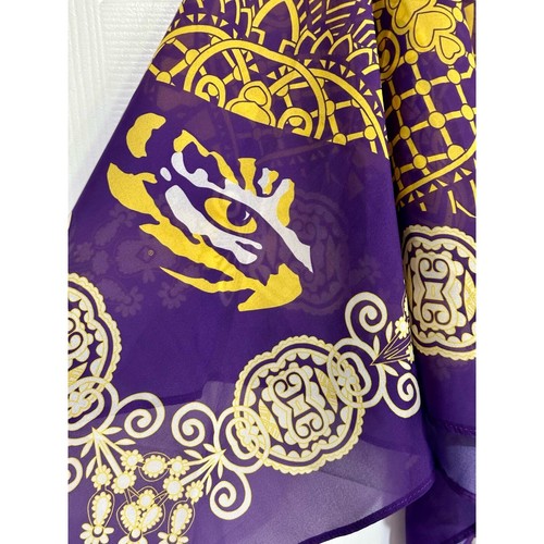 Shawl scarf poncho purple yellow LSU themed Tiger's eye Emerson Street Size S/M - Picture 2 of 7