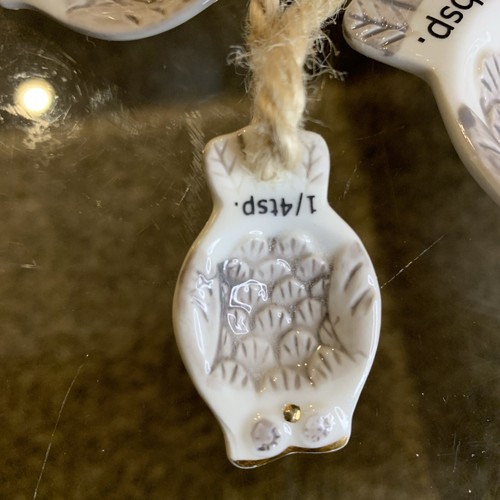 Nesting Owl Measuring Spoons 4ct Ceramic Kitchen Tool Country Core Kitschy - Picture 3 of 7