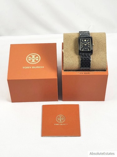 NEW Tory Burch Black & Gold Eleanor Ladies Watch TBW1071 Logo NIB +Box - Picture 3 of 5