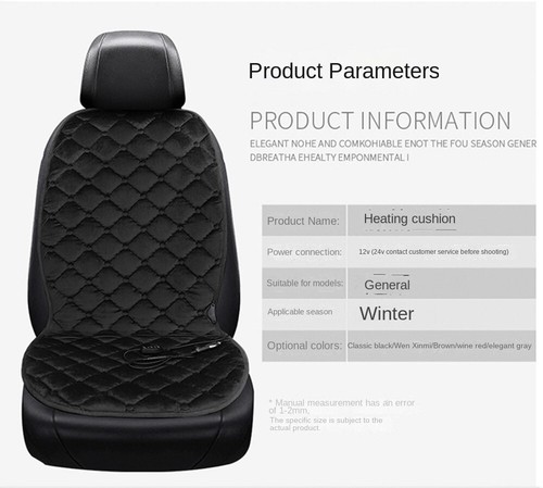Heated Car Seat Cover Cushion Office Chair Warmer Pad Timing Cigarette Lighter - Bild 2 von 20