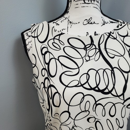 AB Studio Shift Dress Women Size 6 Multi Geo Print Polyester Sleeveless Back Zip - Picture 6 of 13
