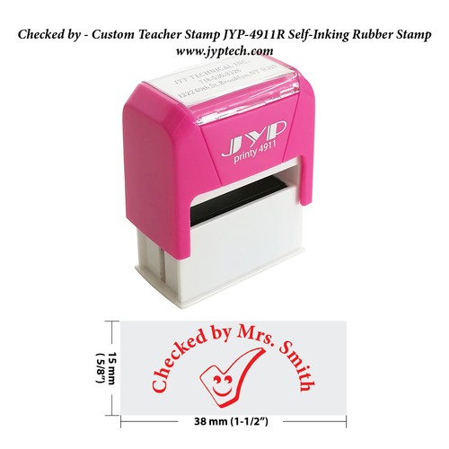 Your Logo w. Custom Teacher Stamp JYP-4911R Self-Inking Rubber Stamp - Picture 7 of 11