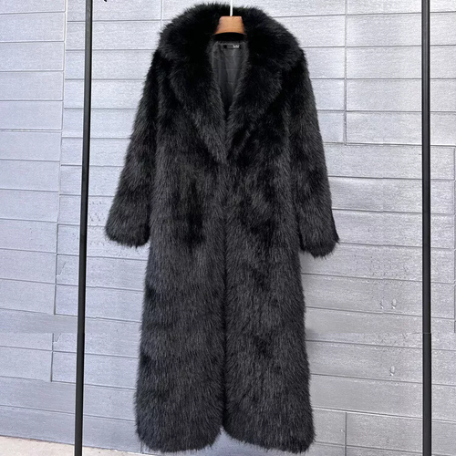Womens Winter Warm Faux Fur Coat Fluffy Lapel Jacket Long Sleeve Parka Outwear - Bild 23 von 41