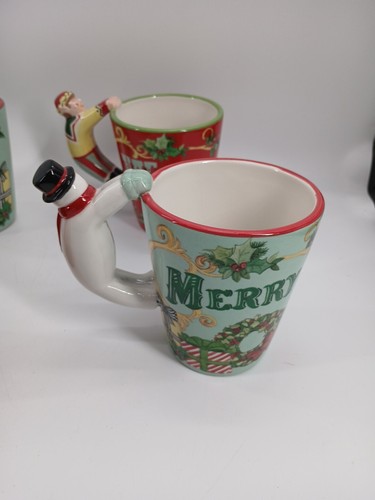 (Lot Of 4) Christmas Mugs Joy Wish Merry Believe Nolvelty Crtf Interntnl (New)* - Picture 9 of 19