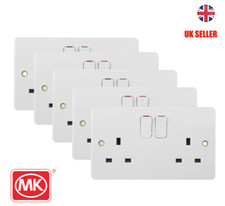 MK DOUBLE 2-GANG DP SWITCHED PLUG SOCKET WHITE LOGIC PLUS 13A