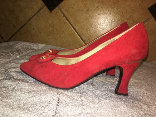 Zapatos de salón St John de gamuza rojos talla 8 B ENVÍO GRATUITO - Imagen 4 de 7