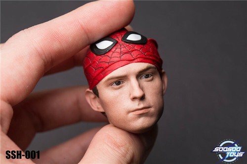 Figura de acción 1/6 máscara cabeza de hombre araña tallada cabeza de Peter Parker ajuste esculpido 12"" - Imagen 1 de 6