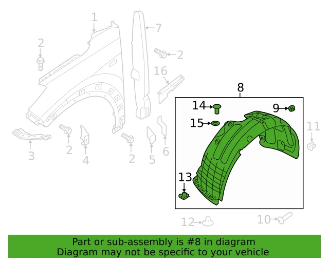 ⭐GENUINE⭐ Front Fender Liner LEFT DRIVER for 2019-2021 Hyundai Tucson 86811D3500 Foto 3 de 4