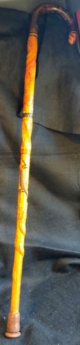 Vintage Mexican Mexico Hand Carved Folk Art Cane Snake Lizard Eagle Snakes Wood