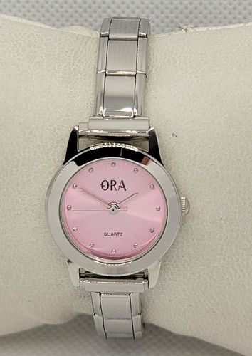 Ladies ORA Beautiful Round Silver Tone Pink Dial Expansion Bracelet Watch H3 - Picture 5 of 8