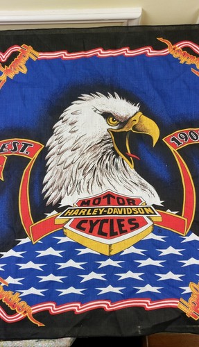 Harley Davidson Motorrad Bandana Schal Einstecktuch 80er Vintage Biker Reiten Adler - Bild 3 von 7