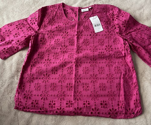 LADIES PINK LINED LACE 3/4 SLEEVE PRETTY TOP FROM NEXT-SIZE 14 - BNWT