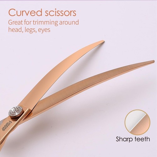 FOGOSP Lot 5 Titanium Dog Grooming Scissors Curved Thinning Straight Shears 440C - Picture 12 of 15