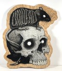 UNDEAD Rat on Skull Wood Picture Handmade Art Work  Wall Decor 22" x 19" x .75"