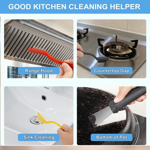 11pcs Crevice Cleaning Brush Set Hard Bristle Cleaning Supplies For Kitchen Bath - Picture 5 of 7
