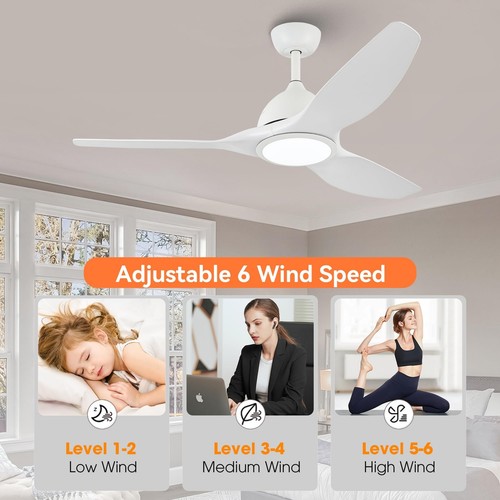Ceiling Fans with Lights and Remote, 52 Inch Large Airflow Indoor Ceiling Fan... - Picture 5 of 9