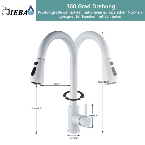 Grifo de cocina extensible de acero inoxidable con ducha 360° cocina batería mezcladora grifo - Imagen 70 de 151