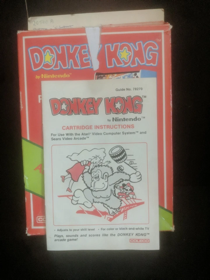 DONKEY KONG BY COLECO Atari 2600 Game Complete In Box with manual ~ trl8#26 - Image 2 of 3