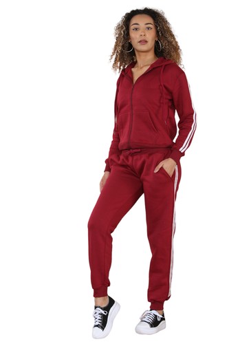 Damen Damen Seitenstreifen Trainingsanzüge Reißverschluss Hoodie Sport Freizeitkleidung Set UK Größe - Bild 15 von 47