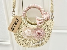 Straw Beach Woven Boho Shoulder Crossbody Tote Bag Round Rattan Handbag Summer