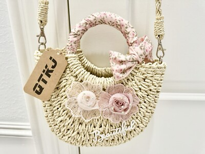 #ad Straw Beach Woven Boho Shoulder Crossbody Tote Bag Round Rattan Handbag Summer