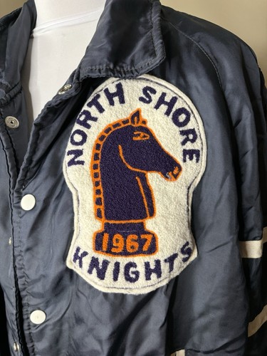 Vintage 60's Blue North Shore Knights Patch Snap Olympic Sport Jacket, Flaw - Picture 11 of 13