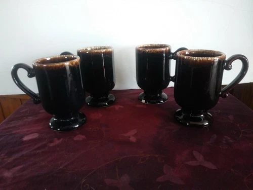 Set Of 5 Mccoy Drip Mugs Pedestal