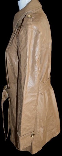NEW IMAN PLATINUM ROCK THE RUNWAY LEATHER QUILTED TRENCH COAT JACKET $309 - Picture 13 of 33
