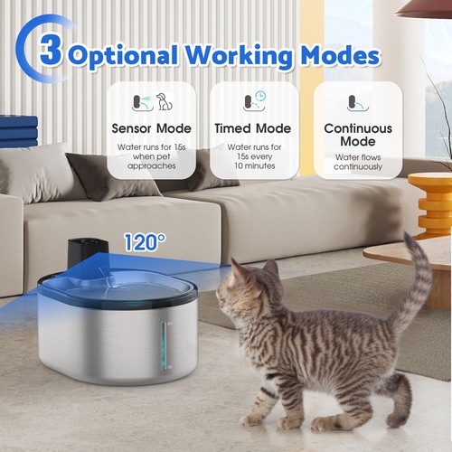 4L Wireless Pet Water Fountain & 5 Set Replacement Filter Cat Drinking Dispenser - Picture 4 of 12