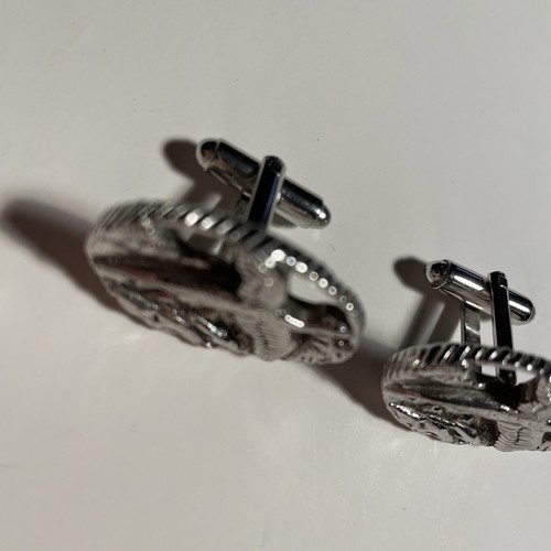 Pheasants in Flight Vintage Cuff Links bird animal hunting Silver Tone - Picture 5 of 6