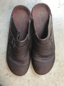 Clarks-Clog-Mules-Brown-Leather-Women-Shoes-Size-10-Medium-B-M