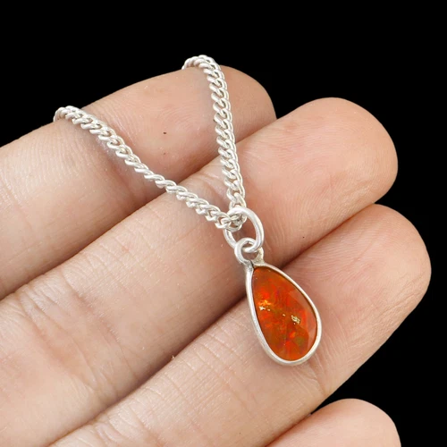 Elegant Opal Brown Sterling Silver Pendant Handmade Jewelry   J-146