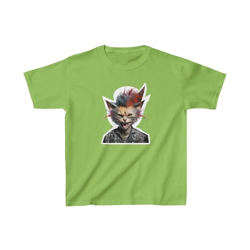 US Kids - Cat punk music - Kids Heavy Cotton Tee - 7Y to 14Y - Picture 16 of 29