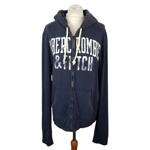 Abercrombie & Fitch Womens Hoodie Sweatshirt Size L Navy Cotton Full Zip - Picture 2 of 8