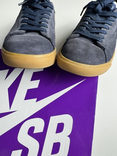 Para hombres Talla 8 Nike Blazer SB Low Grant Taylor Azul Marino Goma Azul Tostado Gamuza Zapatos de Skate - Imagen 6 de 8