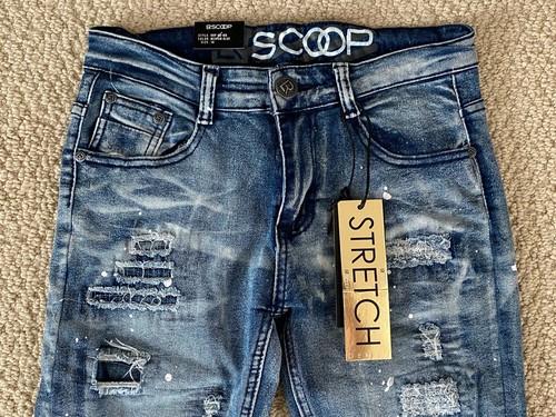 NWT Boy's LR Scoop RRP60 Medium Blue Distressed Rip Paint Skinny Jeans SIZE 4-14 - Picture 8 of 11