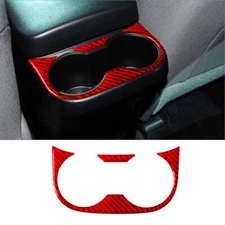 Red Carbon Fiber Interior Rear Center Cupholder Cover Trim For Toyota Tacoma