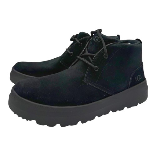 UGG BURLEIGH CHUKKA BLACK SUEDE SHEEPSKIN MEN'S LACE UP BOOTS SIZE 12 - Picture 6 of 7