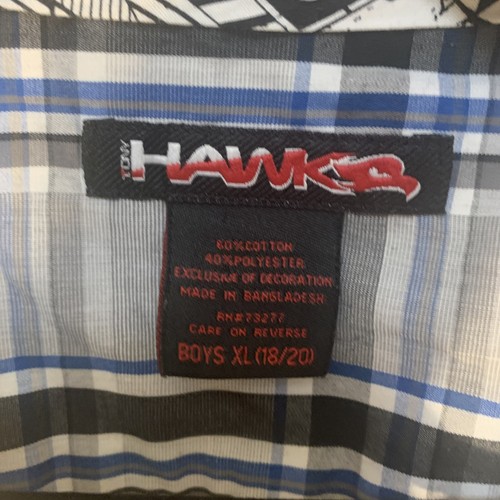 Hawks Gray/Black/Blue/White Youth Boys Plaid Button-Up Short Sleeved XL #770 - Picture 10 of 10