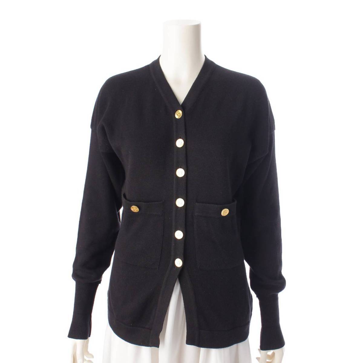 CHANEL Matelasse motif COCO Mark button long sleeve knit cardigan P45654 white 42