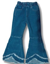 Jeans Girls Raw Cut Flare Jeans Color Blue, Size USA 6 Reg, Kids. New In Bag